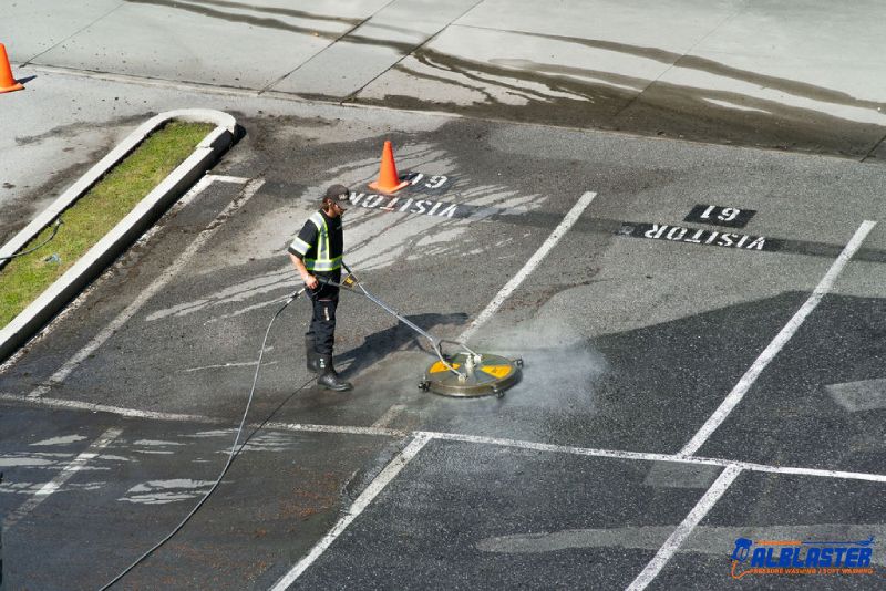 Commercial parking lot pressure washing in West Vancouver