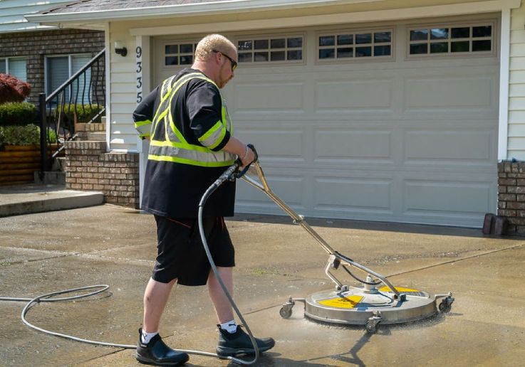 Residential driveway pressure washing